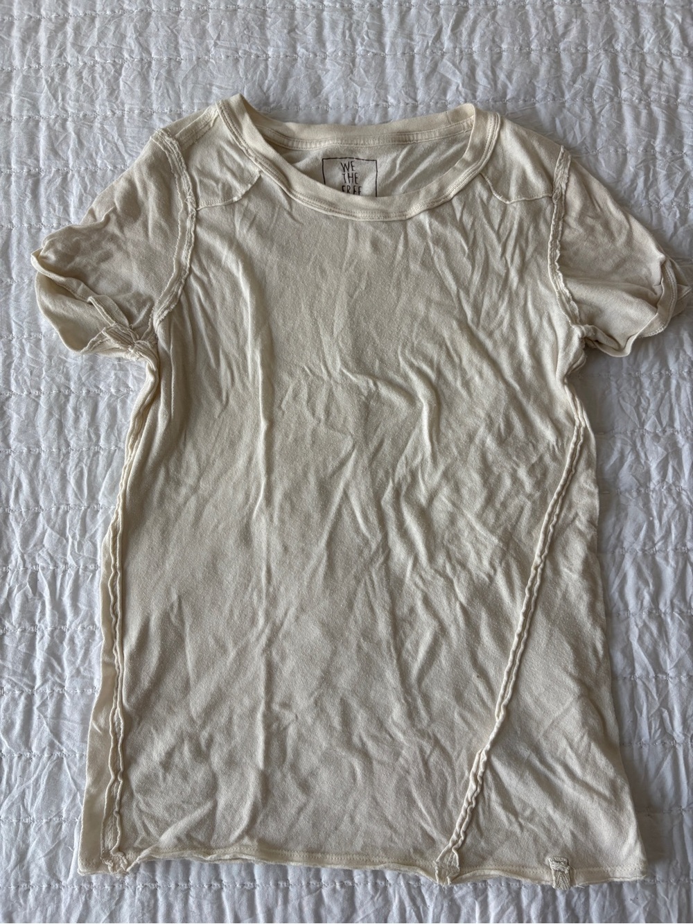 We The Free Cream Short Sleeve Crewneck Tee